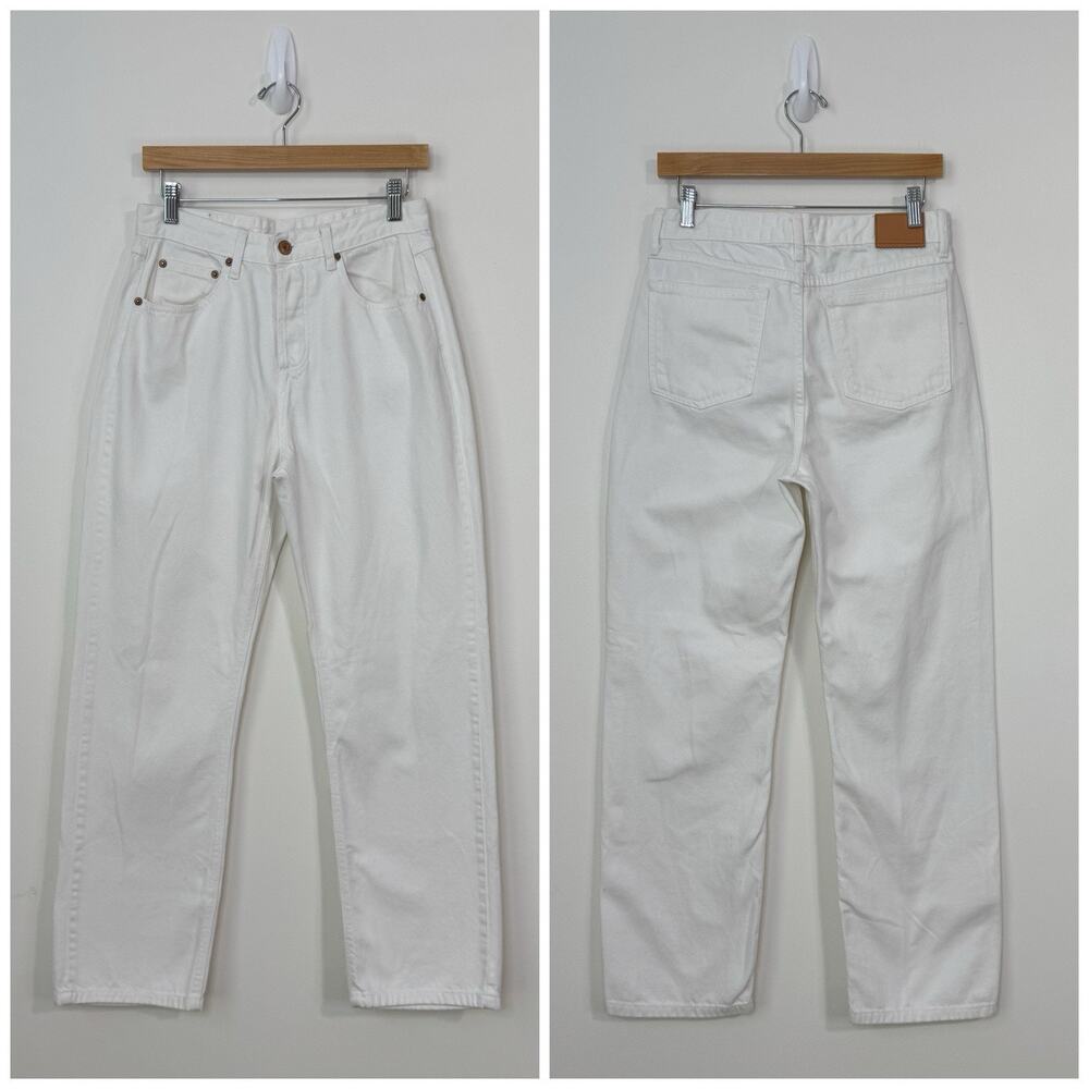 Avec Les Filles High Rise Straight Leg Jeans Size 27 White Denim Button Fly